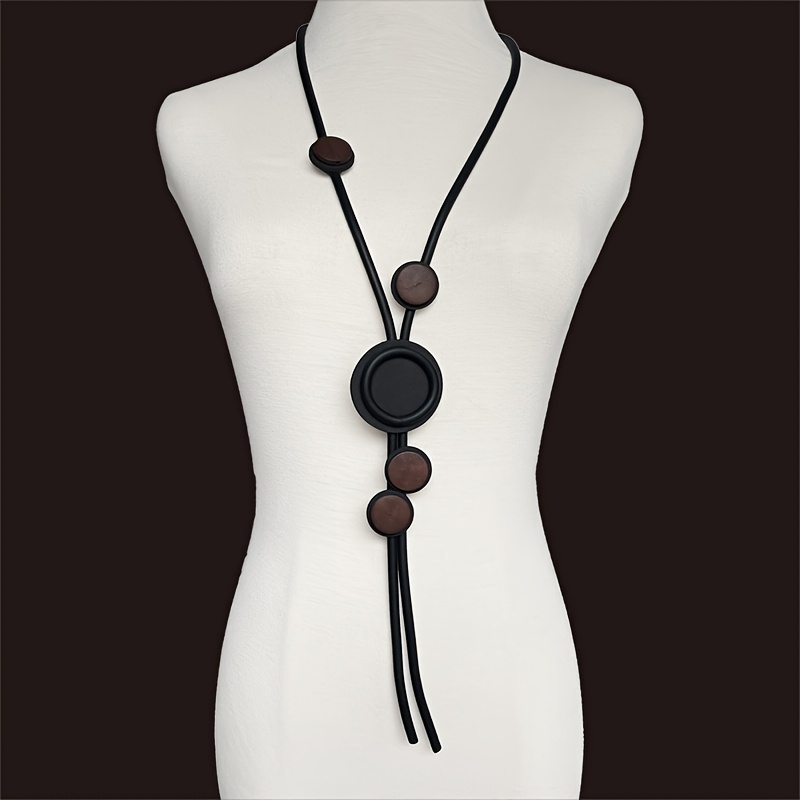 Women's Bohemian Long Necklace, Colorful Beads with Cord